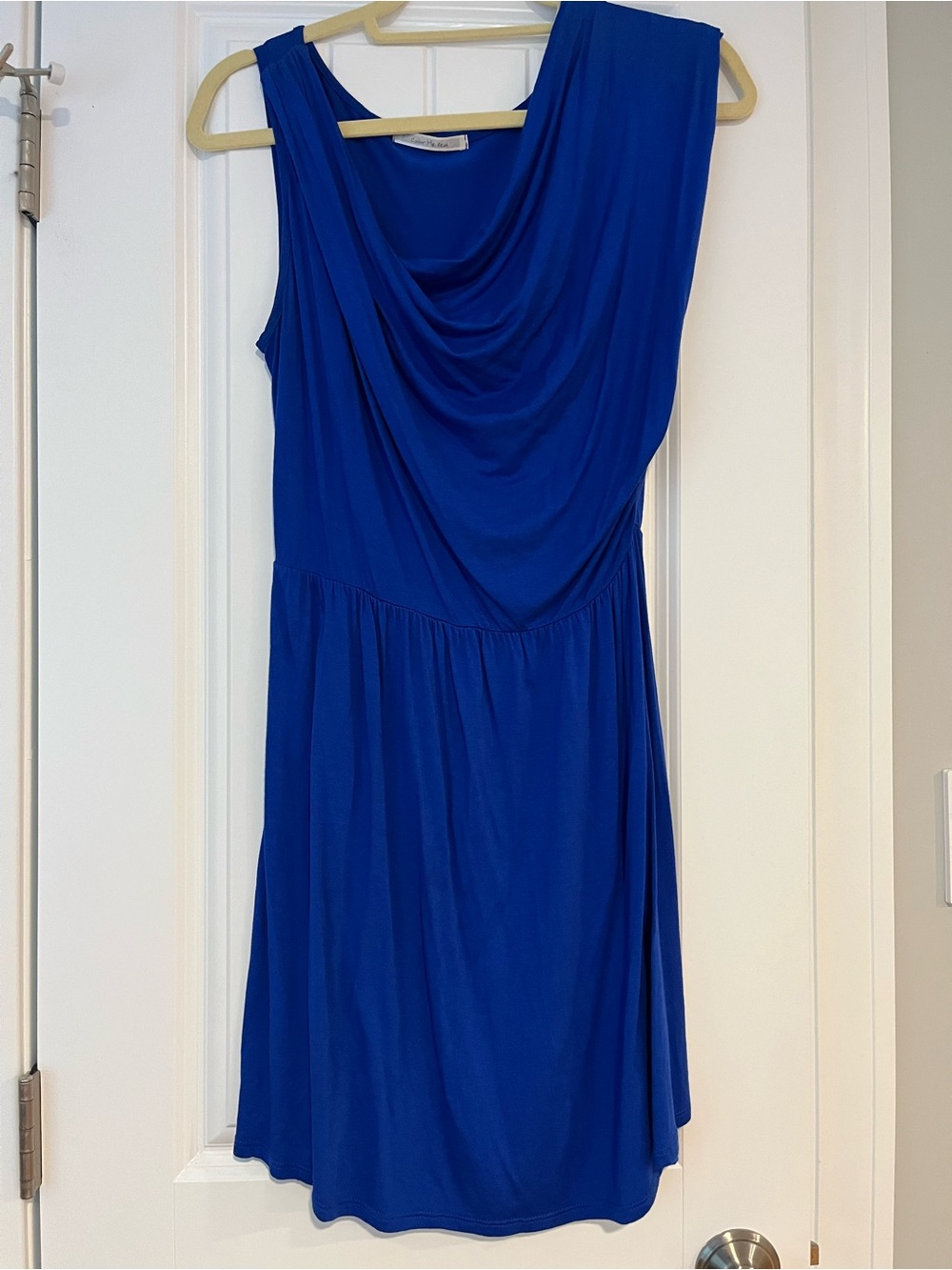 Cowl-Neck Midi Dress in Royal Blue